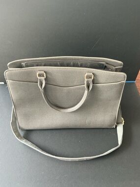 Source Unknown Gray Canvas Briefcase with Shoulder Strap